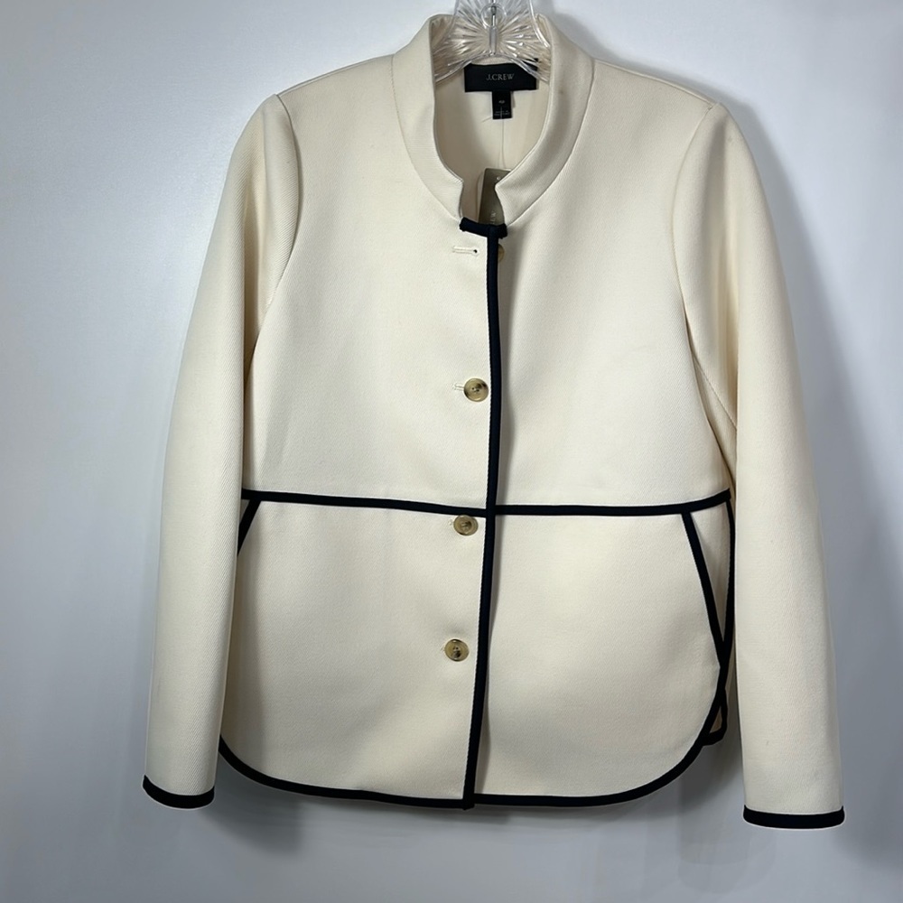 J. Crew Cream and Blue Blazer Structured Minimalist Design